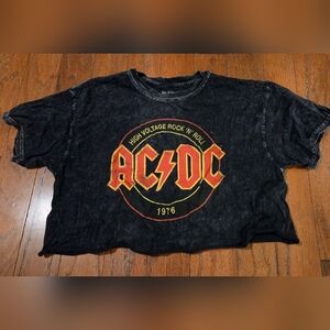 AC/DC High Voltage Black Crop Top Tee
